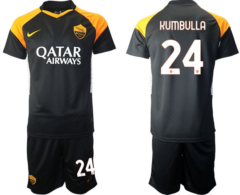 Men 2020-2021 club Rome away #24 black Soccer Jerseys